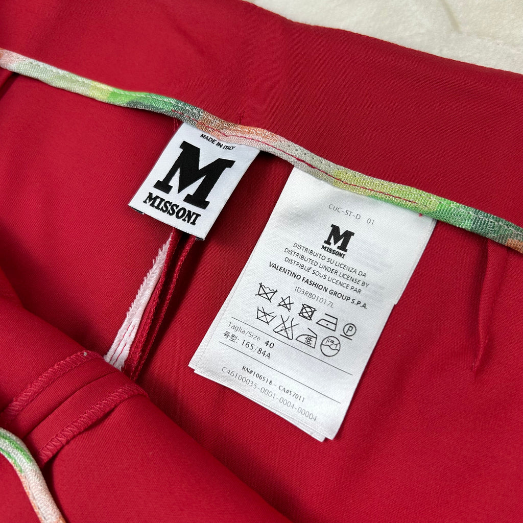 Pantalone Missoni Rosso Vintage Slim Fit Made in Italy TG 40 (S)