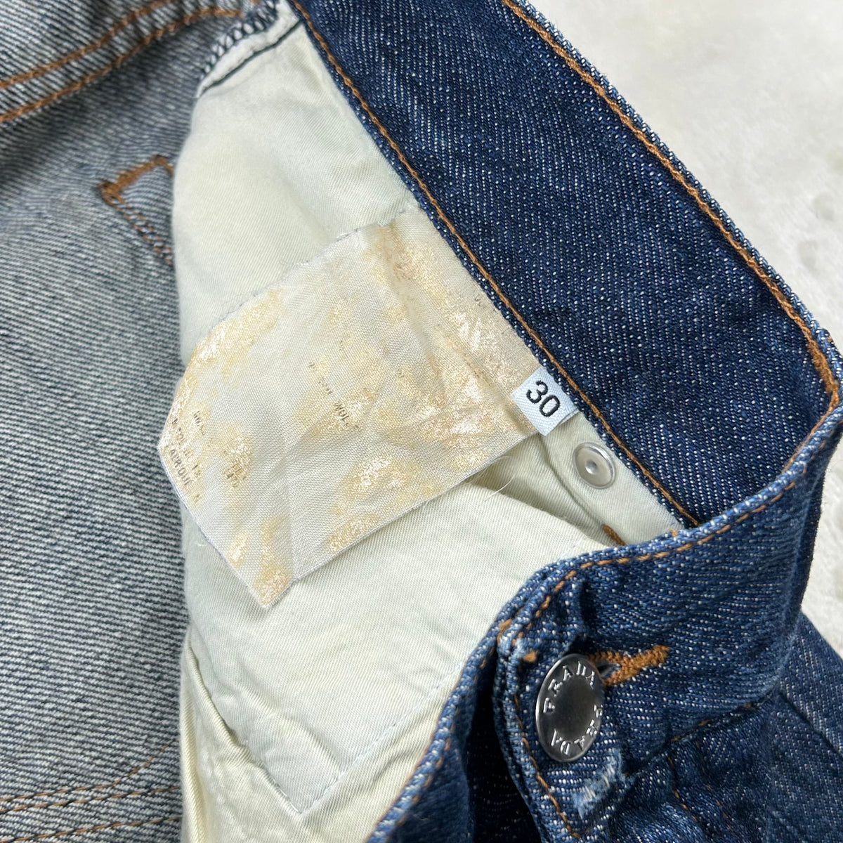 Jeans Prada Milano Vintage Cropped Zip Fondo Denim Blu W30 (44-M)