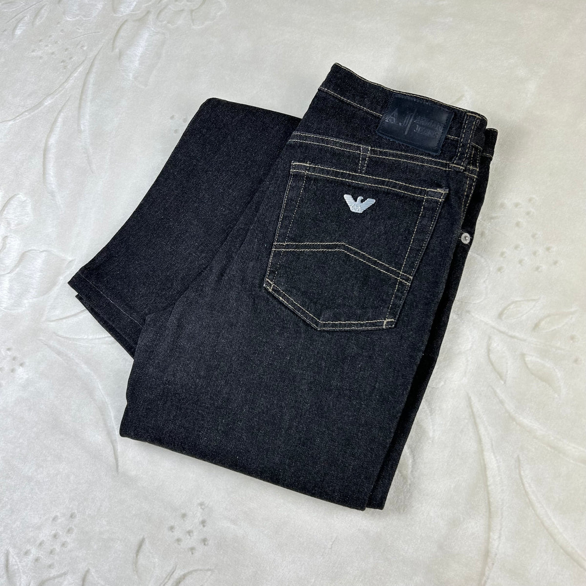 Jeans Armani Jeans Vintage Denim Scuro Comfort Fit Straight (S)