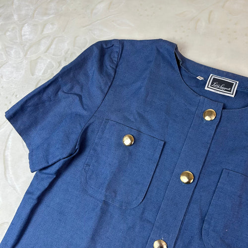 Camicia Luisa Spagnoli Vintage Blu Lino e Cotone Made in Italy TG 46 (M)