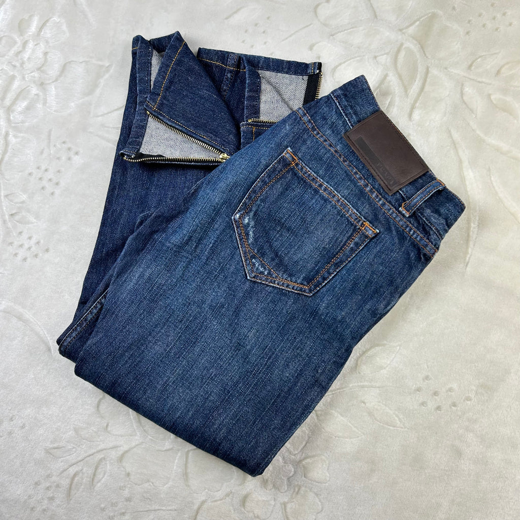 Jeans Prada Milano Vintage Cropped Zip Fondo Denim Blu W30 (44-M)
