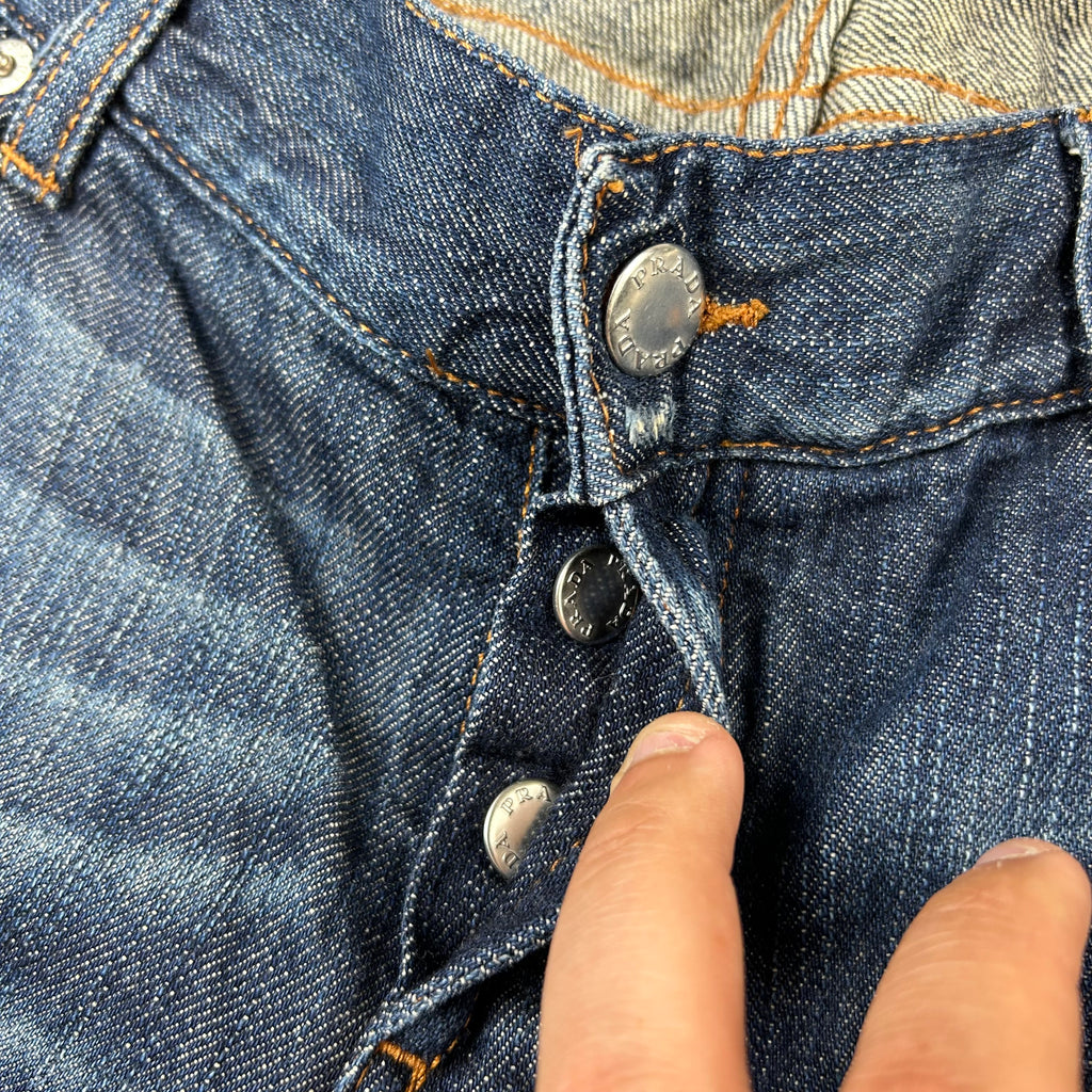 Jeans Prada Milano Vintage Cropped Zip Fondo Denim Blu W30 (44-M)