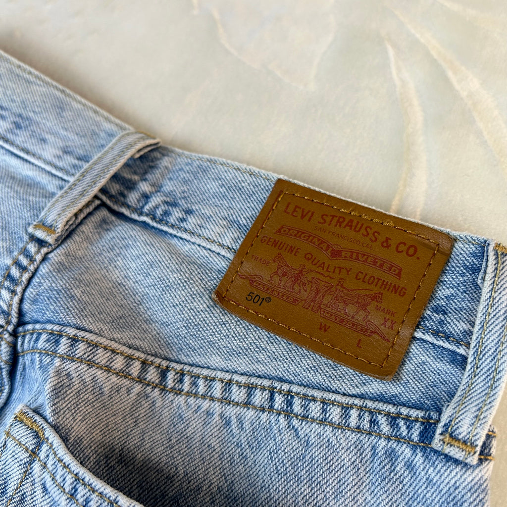 Levi’s 501 Vintage Jeans Denim Azzurro Chiaro Vita Alta Original Fit (W23-37-XXS)