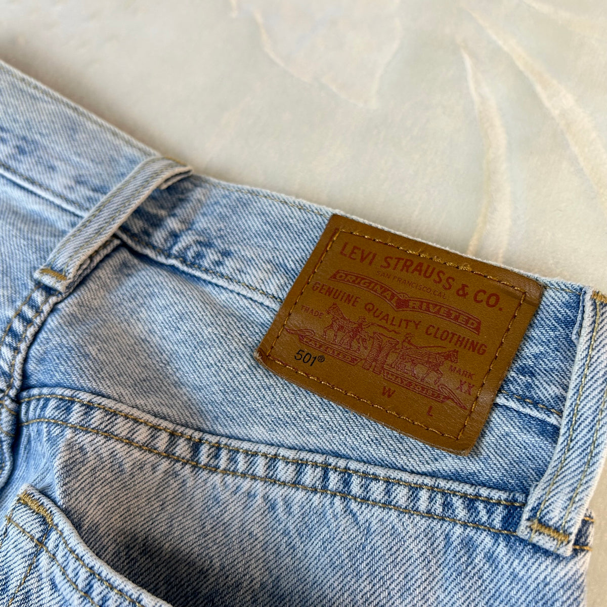 Levi’s 501 Vintage Jeans Denim Azzurro Chiaro Vita Alta Original Fit (W23-37-XXS)