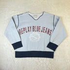 Felpa Replay Blue Jeans Vintage Grigia con Maxi Logo Stampato (XL)