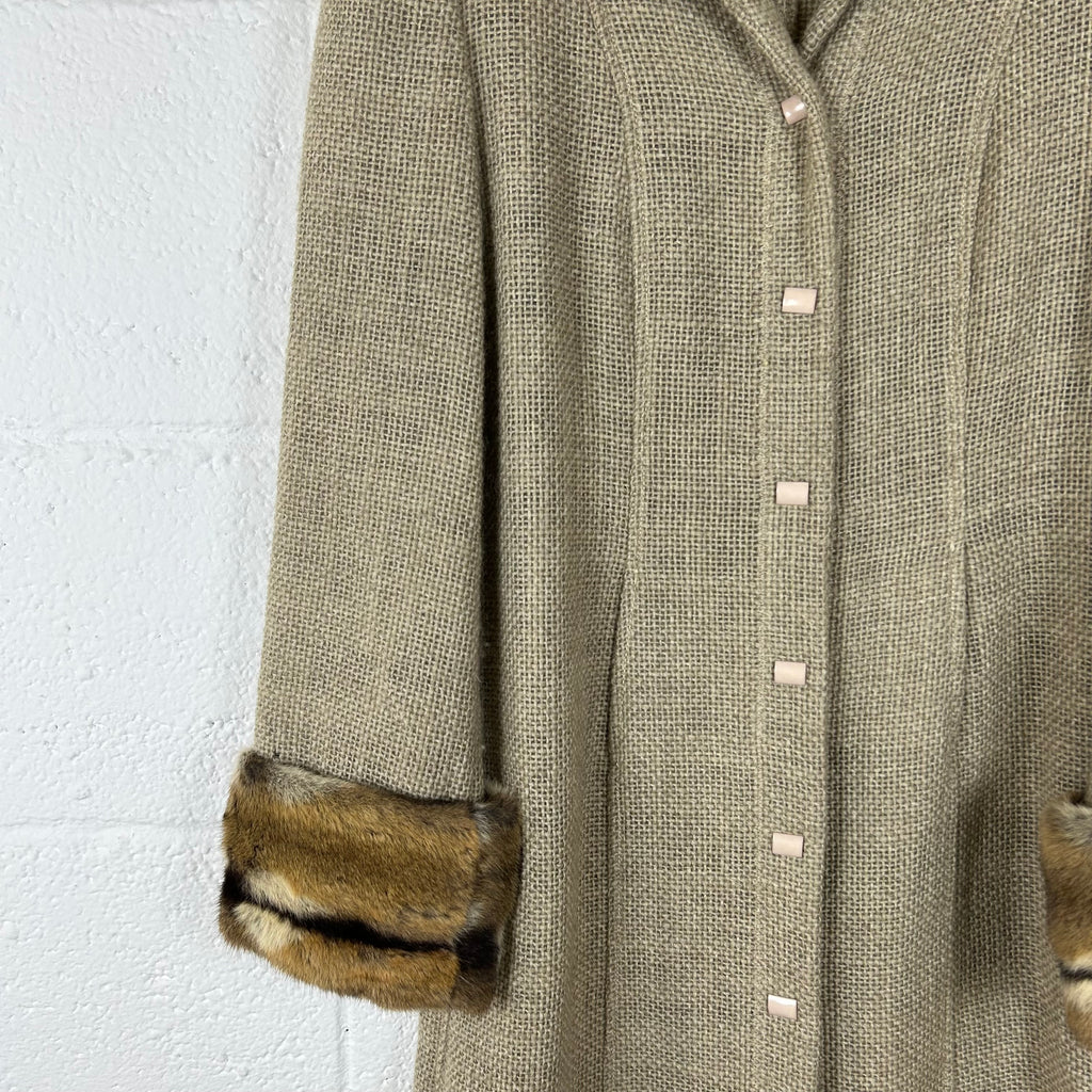 Cappotto Mariella Burani Vintage Made in Italy Lana Vergine con Pelliccia (44-M)