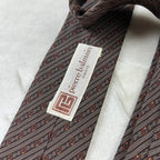 Cravatta Pierre Balmain Paris Vintage 100% Seta Marrone Fantasia Geometrica