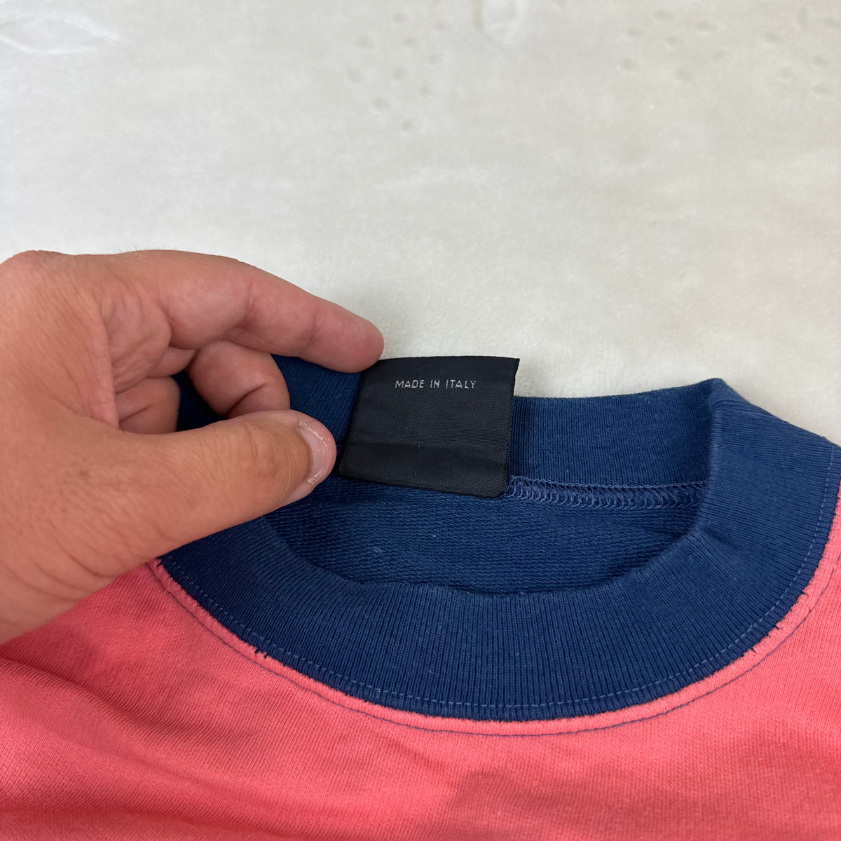 Felpa Vintage True Sports by Enzo Fusco Rosa Fluo e Blu con Maxi Stampa (M)