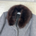 Cappotto da Donna Luciano Soprani Vintage Grigio con Collo in Pelliccia Marrone (M)