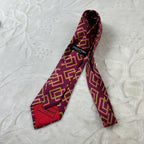 Cravatta Yves Saint Laurent Paris Vintage 100% Seta Fantasia Geometrica Bordeaux
