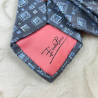 Cravatta Emilio Pucci Vintage 100% Seta Made in Italy Fantasia Geometrica Blu Grigio