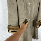 Cappotto Mariella Burani Vintage Made in Italy Lana Vergine con Pelliccia (44-M)