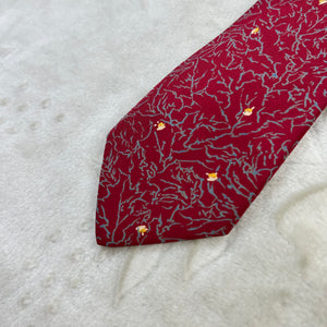 Cravatta Piero Cucci Vintage 100% Seta Fantasia Floreale Bordeaux