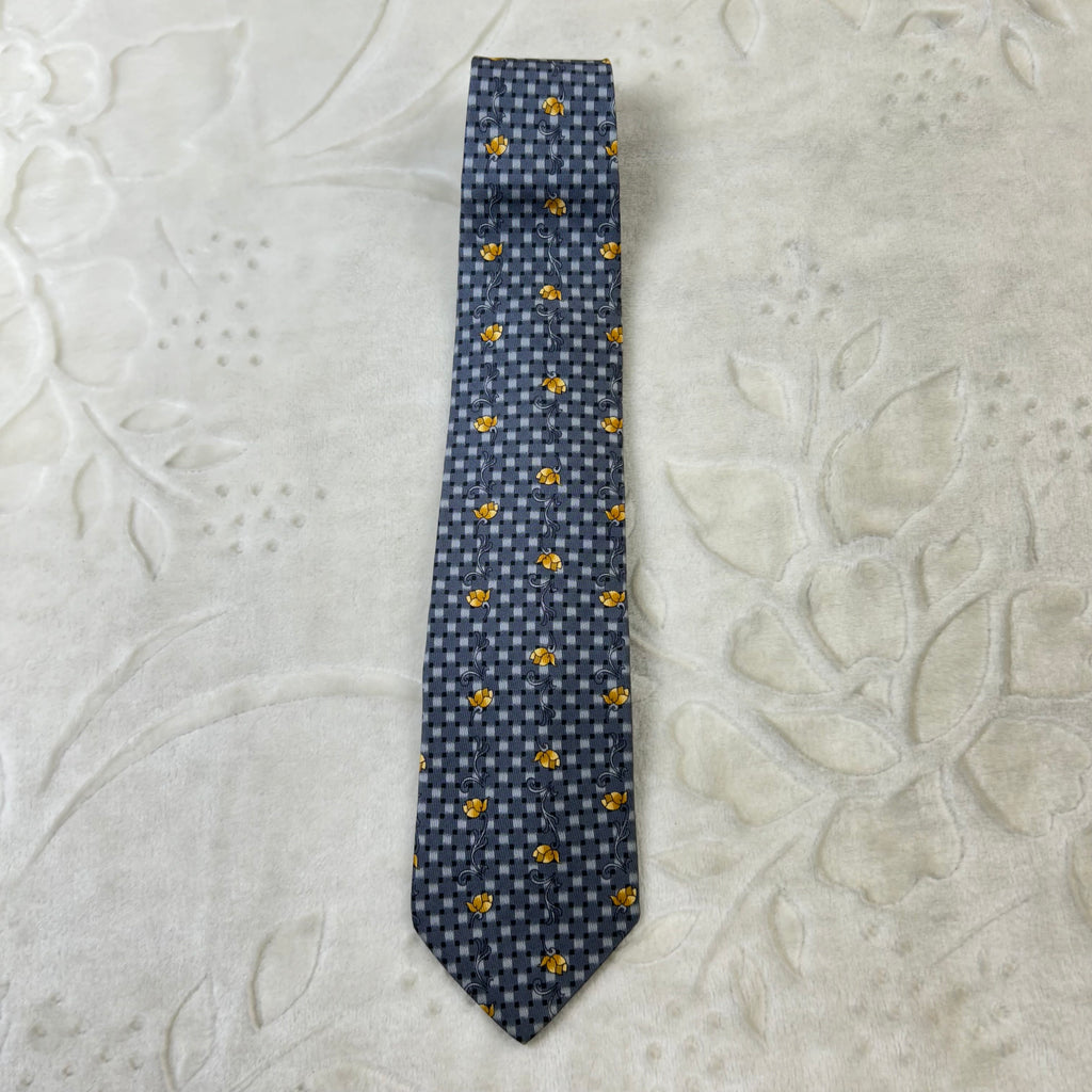 Cravatta Ghilardini 100% Seta Made in Italy Fantasia Floreale Grigia
