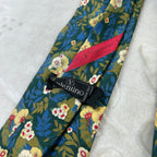 Cravatta Valentino Vintage 100% Seta Fantasia Floreale Verde Blu Made in Italy