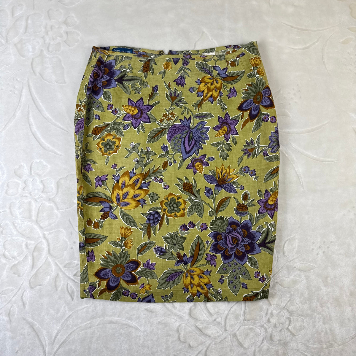 Gonna Vintage Daniel Hechter Floreale in Lino e Viscosa Made in Italy (S-M)
