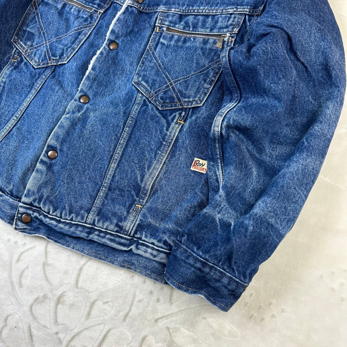 Giacca Roy Roger’s Vintage in Denim Blu con Interno Sherpa (44-M)