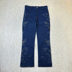 Jeans Donna Vintage Ricamati Blu Scuro Paillettes Y2K (M)