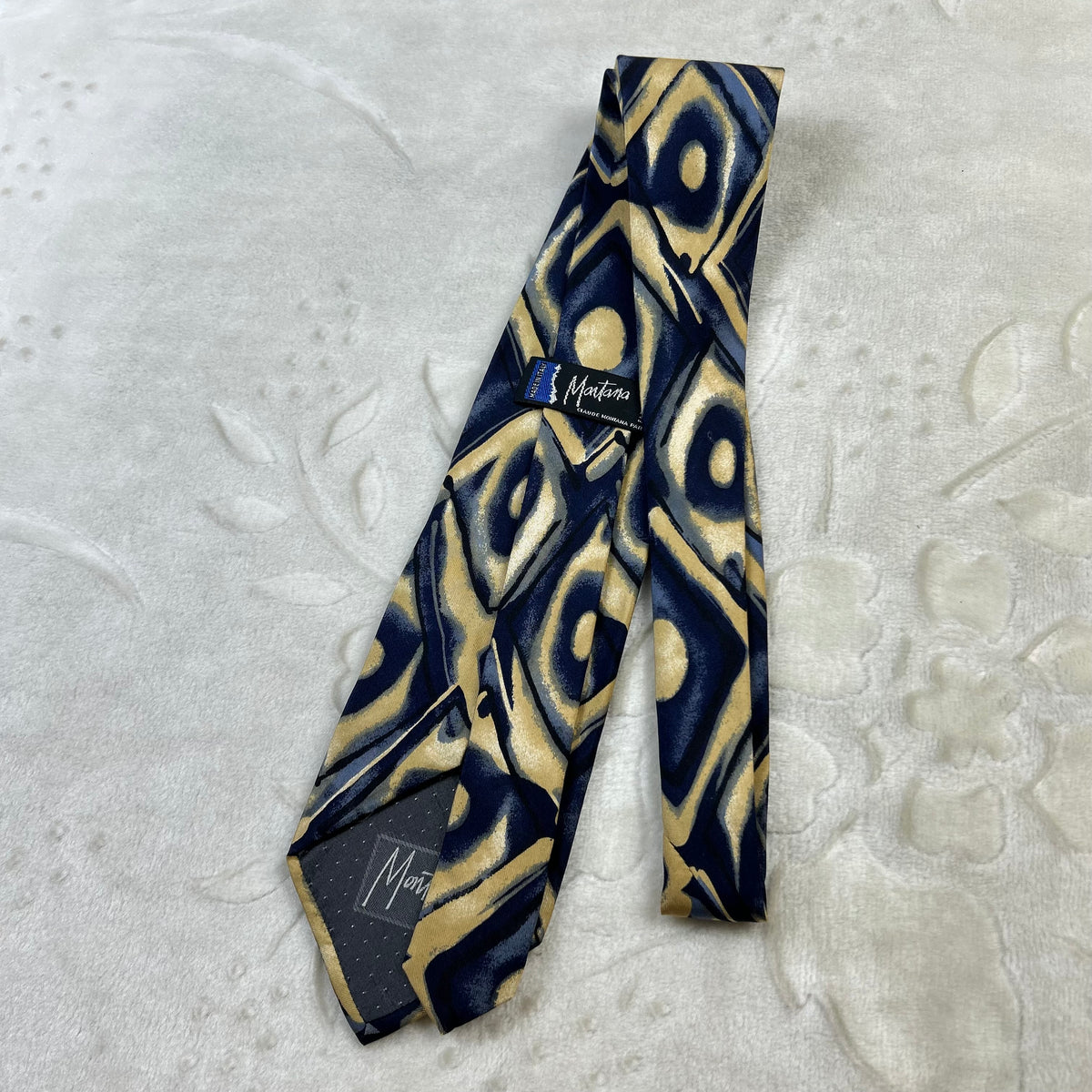 Cravatta Claude Montana Paris Vintage 100% Seta Fantasia Astratta Made in Italy