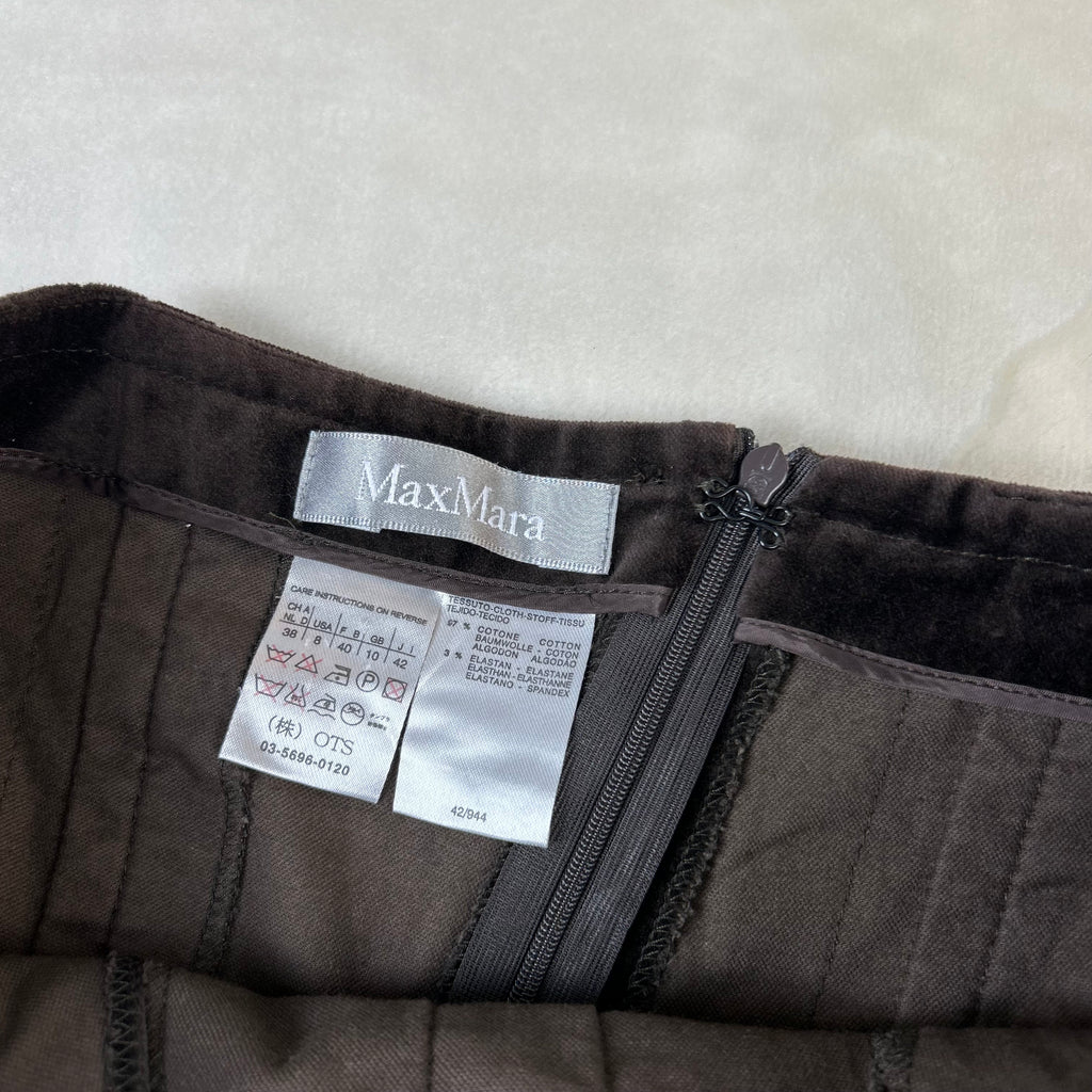Gonna Max Mara Vintage in Velluto Marrone (42-S)