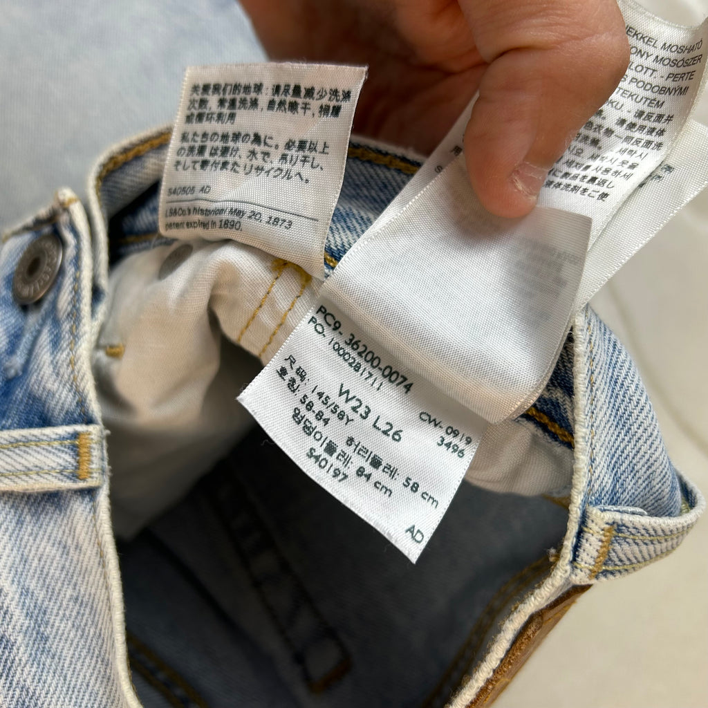 Levi’s 501 Vintage Jeans Denim Azzurro Chiaro Vita Alta Original Fit (W23-37-XXS)