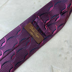 Cravatta Della Spiga Milano Vintage 100% Seta Fantasia Geometrica Rosa Fucsia Made in Italy