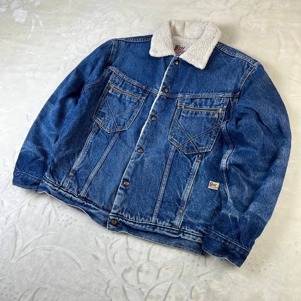 Giacca Roy Roger’s Vintage in Denim Blu con Interno Sherpa (44-M)