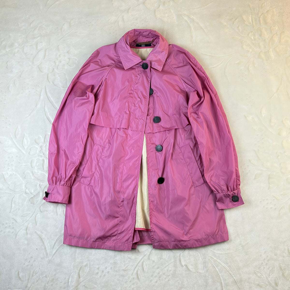 Giacca Aquascutum London Donna Rosa Impermeabile Trench Vintage (S)