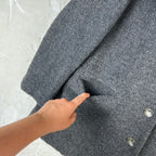 Cappotto da Donna Luciano Soprani Vintage Grigio con Collo in Pelliccia Marrone (M)
