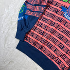Felpa Vintage True Sports by Enzo Fusco Rosa Fluo e Blu con Maxi Stampa (M)