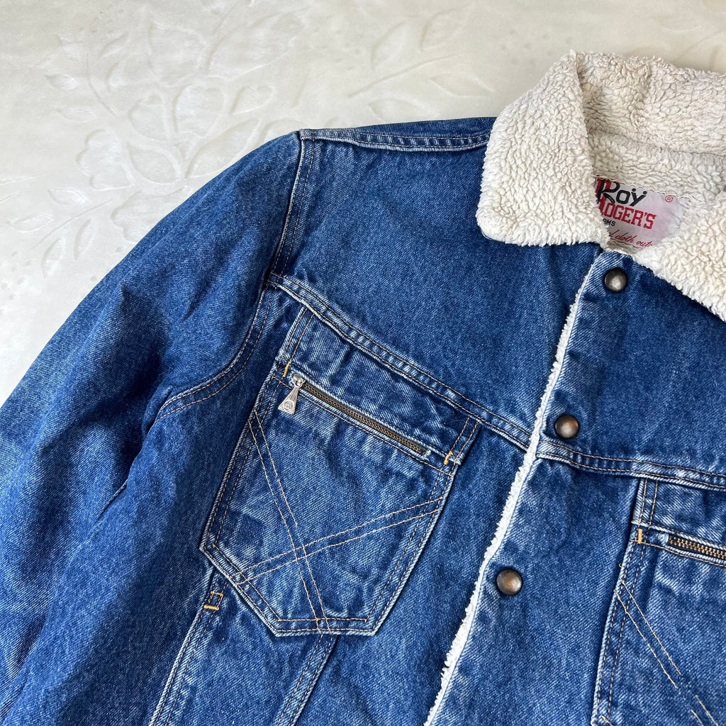Giacca Roy Roger’s Vintage in Denim Blu con Interno Sherpa (44-M)