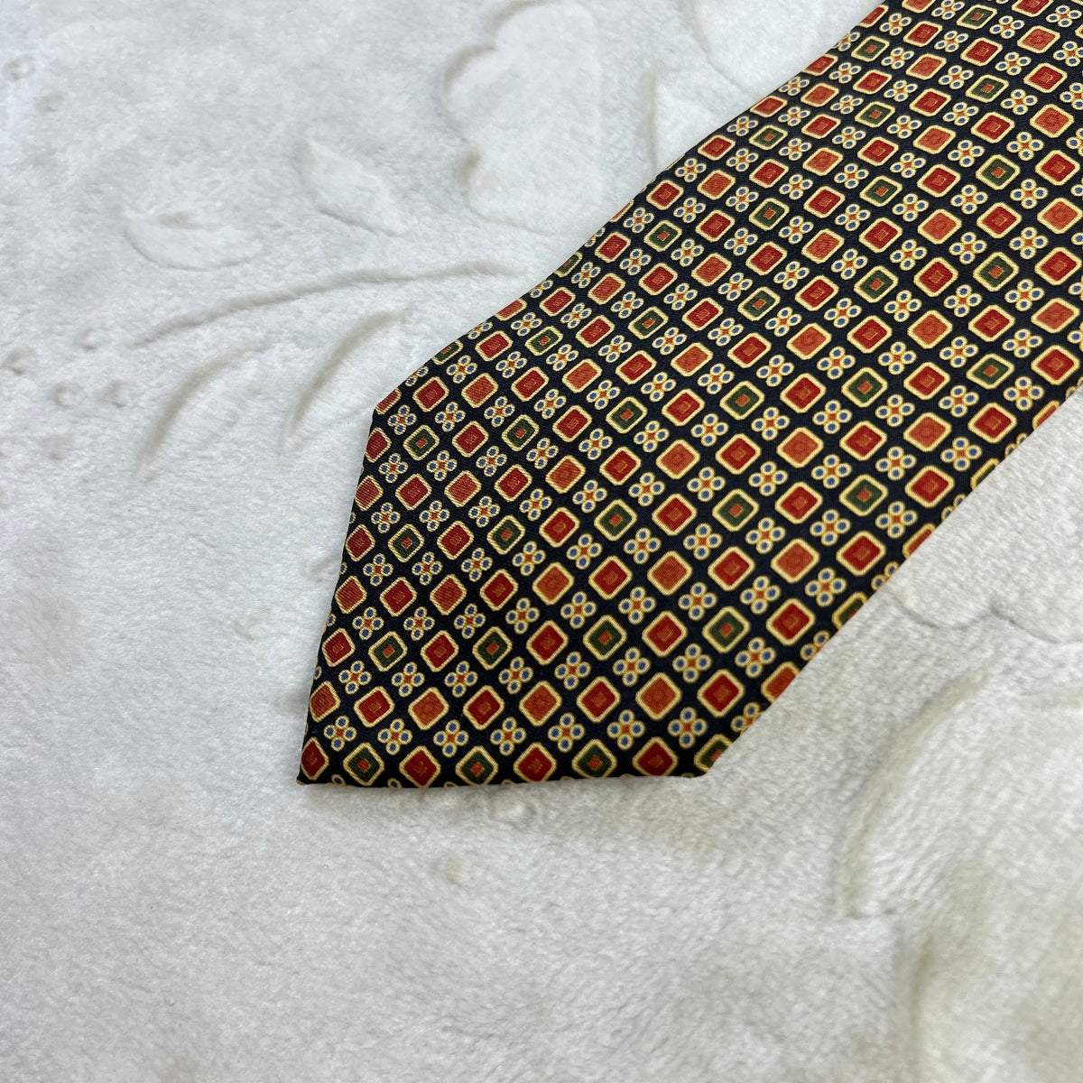 Cravatta Etro Milano Vintage 100% Seta Fantasia Geometrica Multicolor