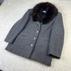 Cappotto da Donna Luciano Soprani Vintage Grigio con Collo in Pelliccia Marrone (M)
