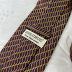 Cravatta Regina Schrecker Vintage 100% Seta Bordeaux Fantasia Geometrica