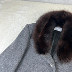 Cappotto da Donna Luciano Soprani Vintage Grigio con Collo in Pelliccia Marrone (M)