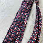 Cravatta Polo by Ralph Lauren Vintage 100% Seta Fantasia Geometrica Blu Rosso