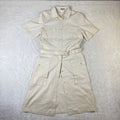 Vestito Chemisier Vintage Beretta Safari Beige in Cotone con Cintura Made in Italy (M)