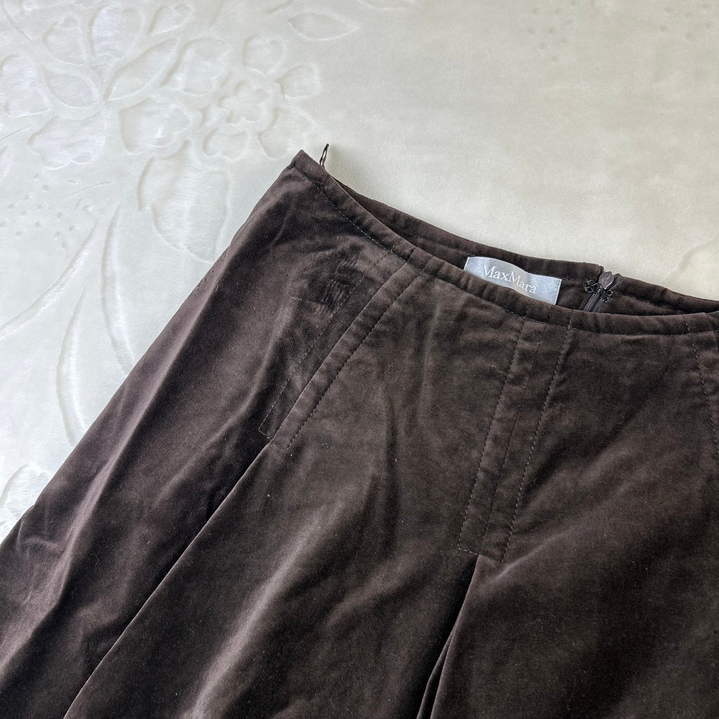 Gonna Max Mara Vintage in Velluto Marrone (42-S)