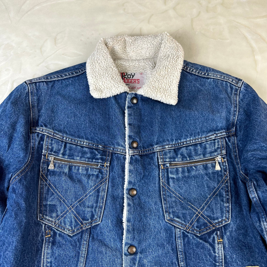 Giacca Roy Roger’s Vintage in Denim Blu con Interno Sherpa (44-M)