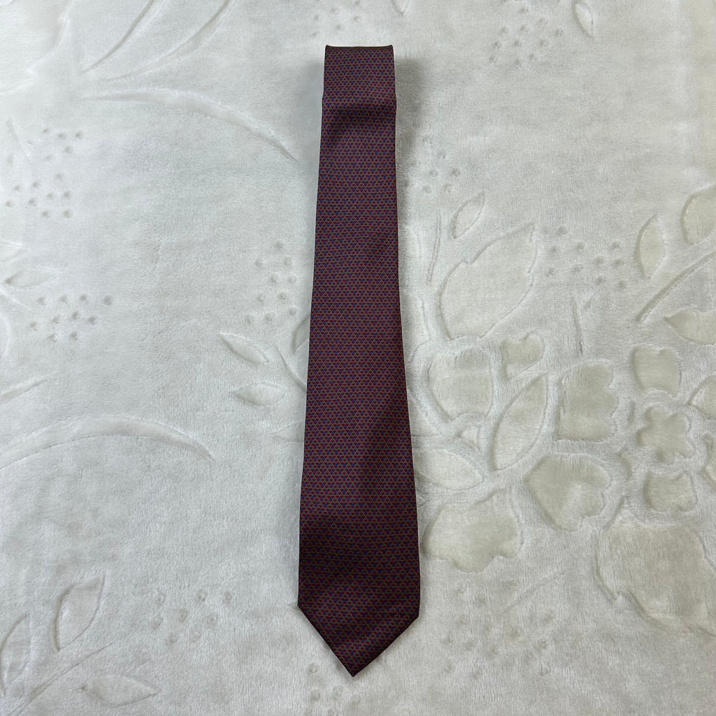 Cravatta Pierre Cardin Paris Vintage 100% Seta Fantasia Geometrica Bordeaux Verde Blu