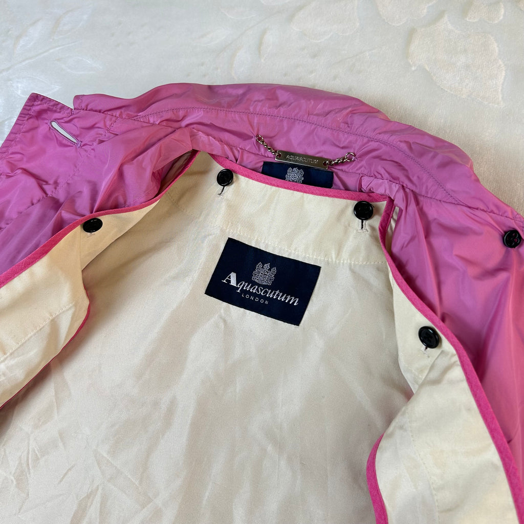 Giacca Aquascutum London Donna Rosa Impermeabile Trench Vintage (S)