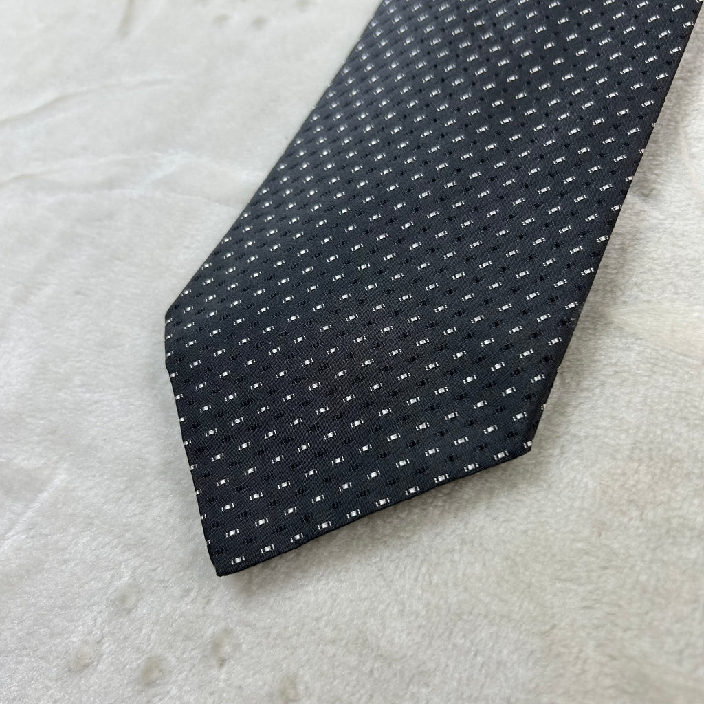 Cravatta Barton Moda nera in 100% seta fantasia geometrica