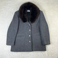 Cappotto da Donna Luciano Soprani Vintage Grigio con Collo in Pelliccia Marrone (M)