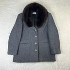 Cappotto da Donna Luciano Soprani Vintage Grigio con Collo in Pelliccia Marrone (M)