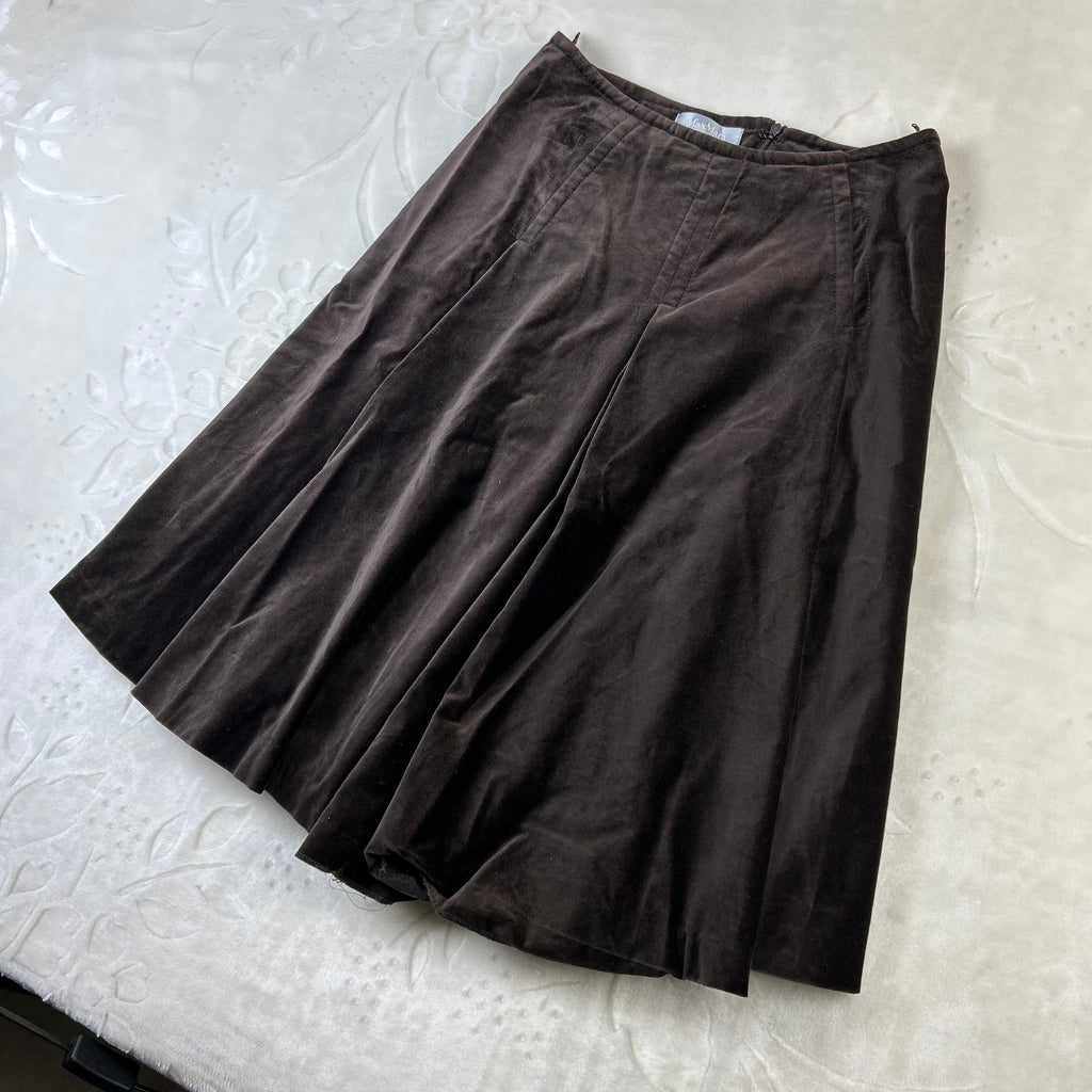 Gonna Max Mara Vintage in Velluto Marrone (42-S)