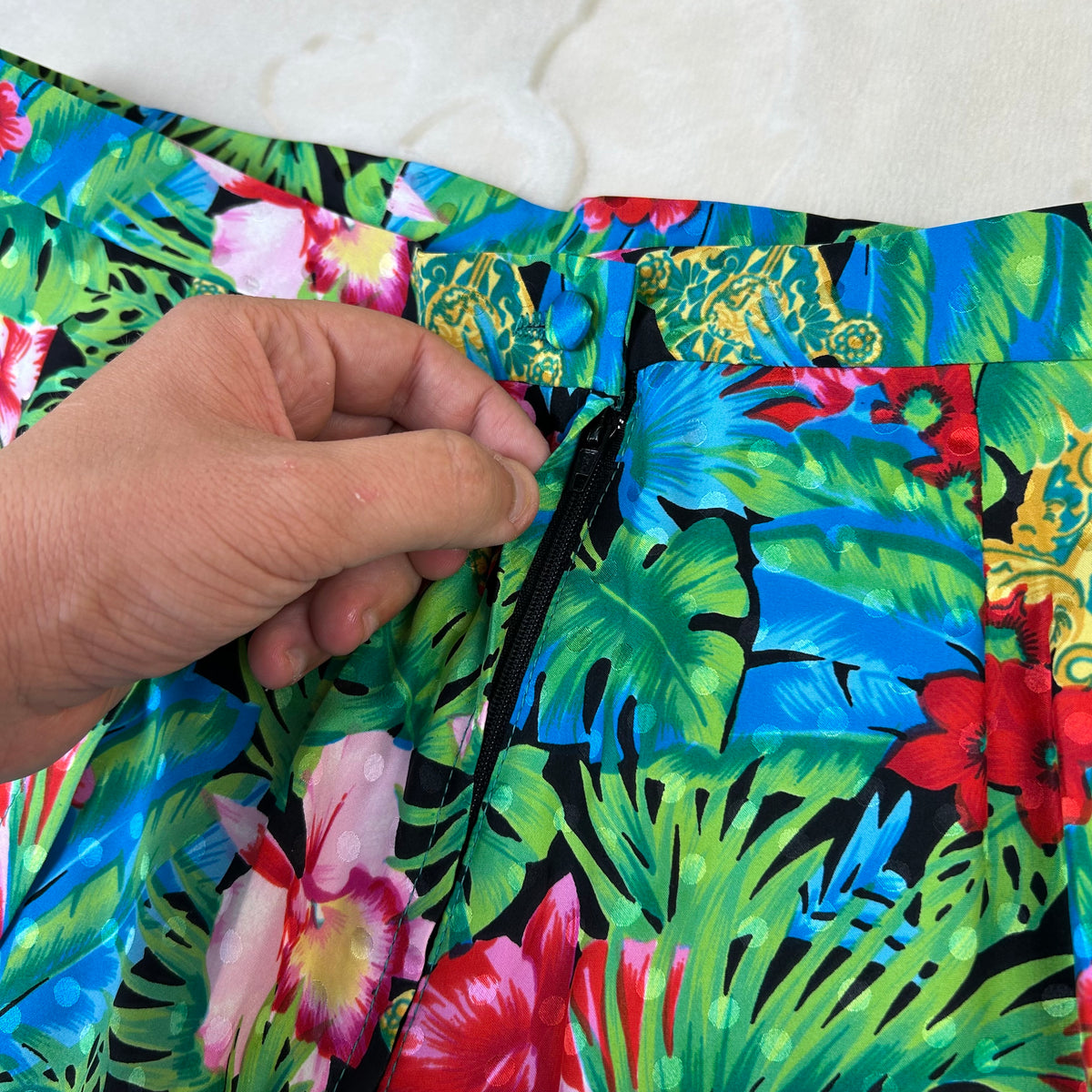 Completo da donna Vintage Tropicale in Viscosa con Gonna Floreale (S)