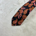 Cravatta Pierre Cardin Paris Vintage 100% Seta Fantasia Paisley Nero Rosa Bronzo