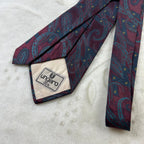 Cravatta Ungaro Paris Vintage 100% Seta Fantasia Paisley Bordeaux Blu