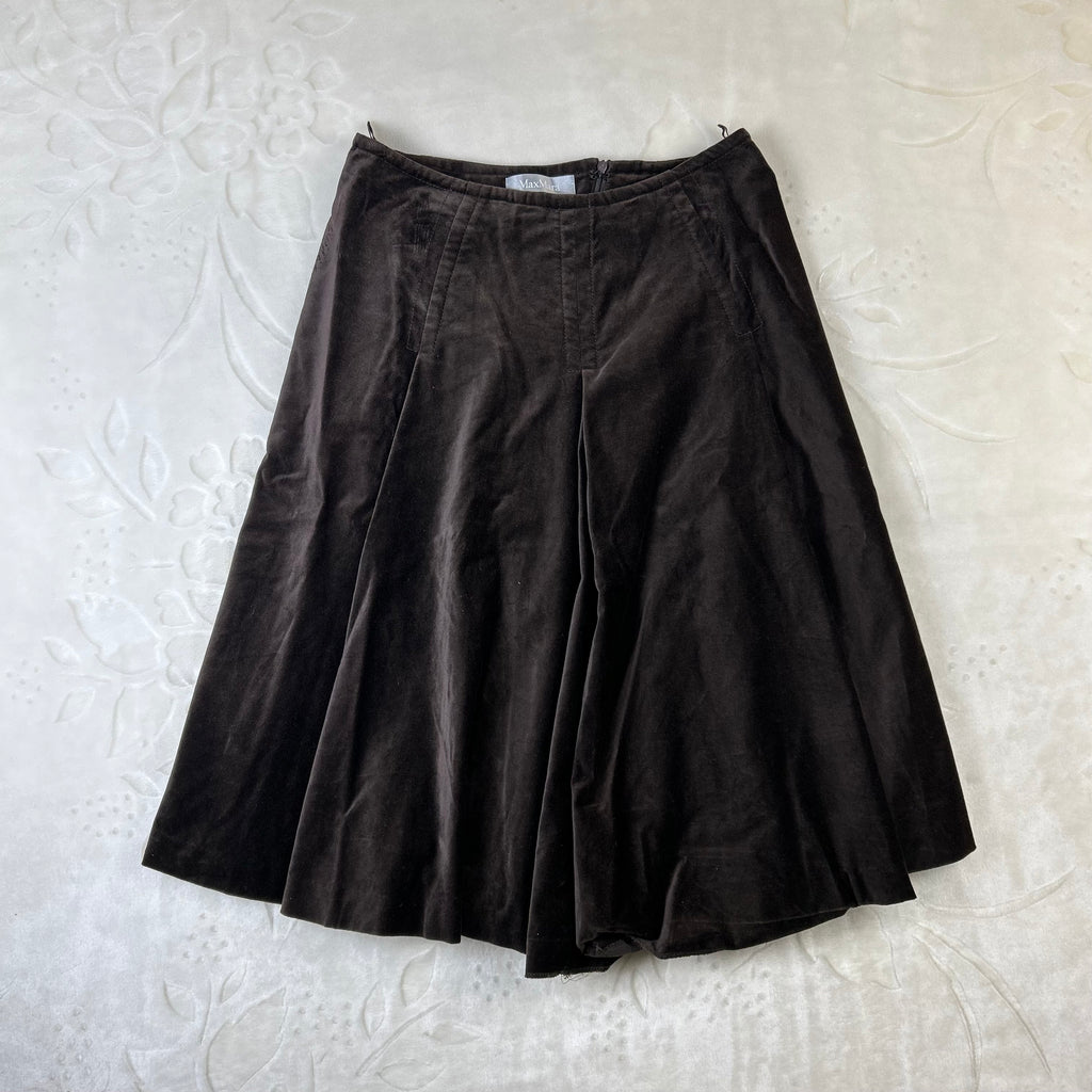 Gonna Max Mara Vintage in Velluto Marrone (42-S)