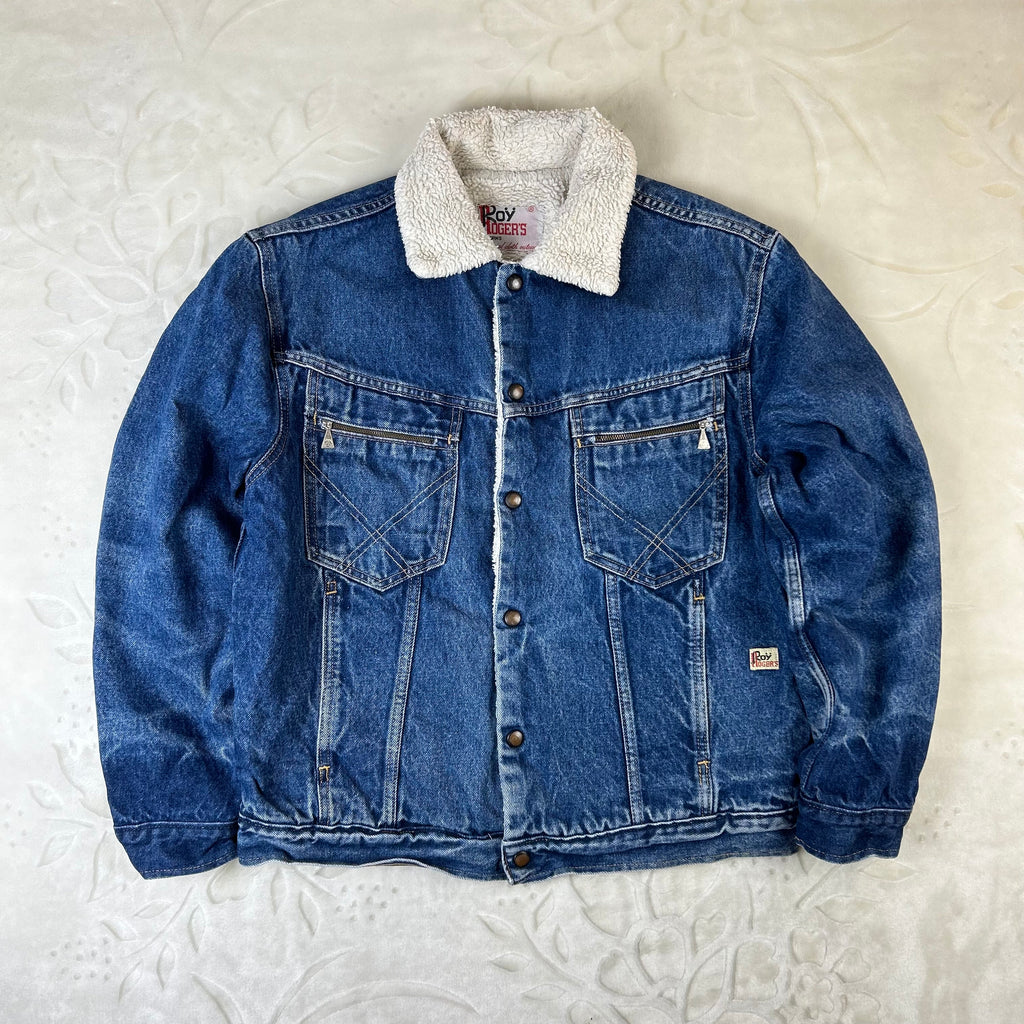 Giacca Roy Roger’s Vintage in Denim Blu con Interno Sherpa (44-M)